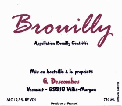 Georges Descombes 2019 Brouilly Vieilles Vignes