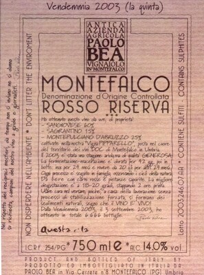 Paolo Bea 2017 Montefalco Rosso Riserva "Vigneto Pipparello"
