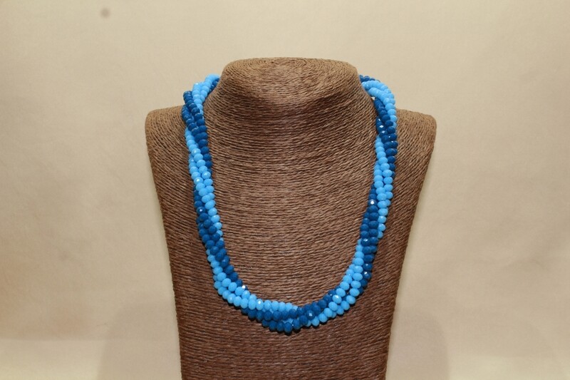 Blue Beads Twisted Necklace