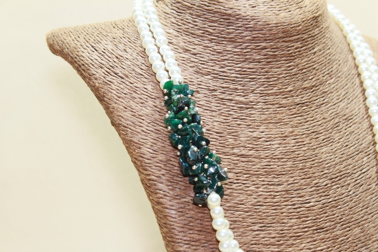 Green Aventurine statement pearl Necklace
