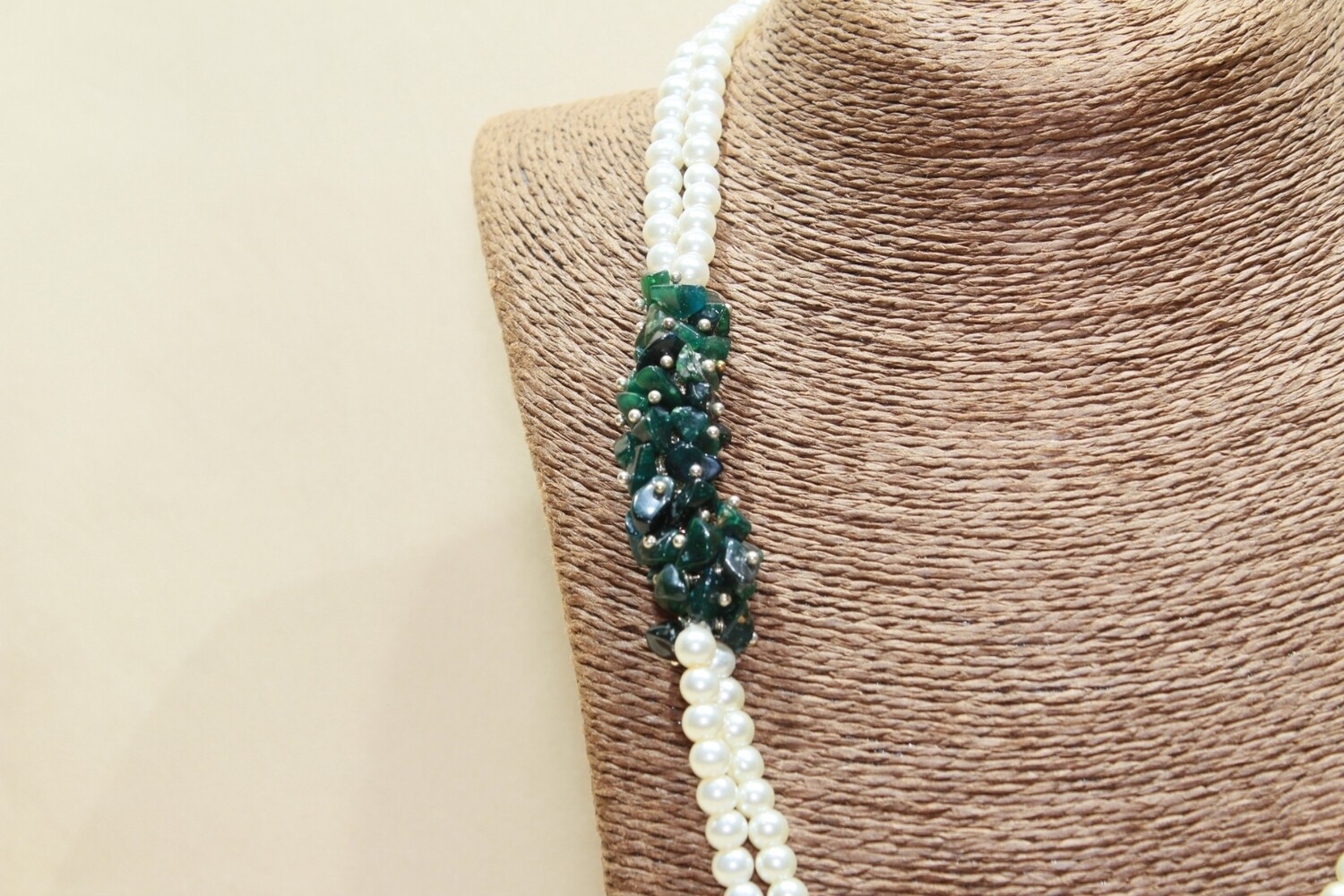 Green Aventurine statement pearl Necklace