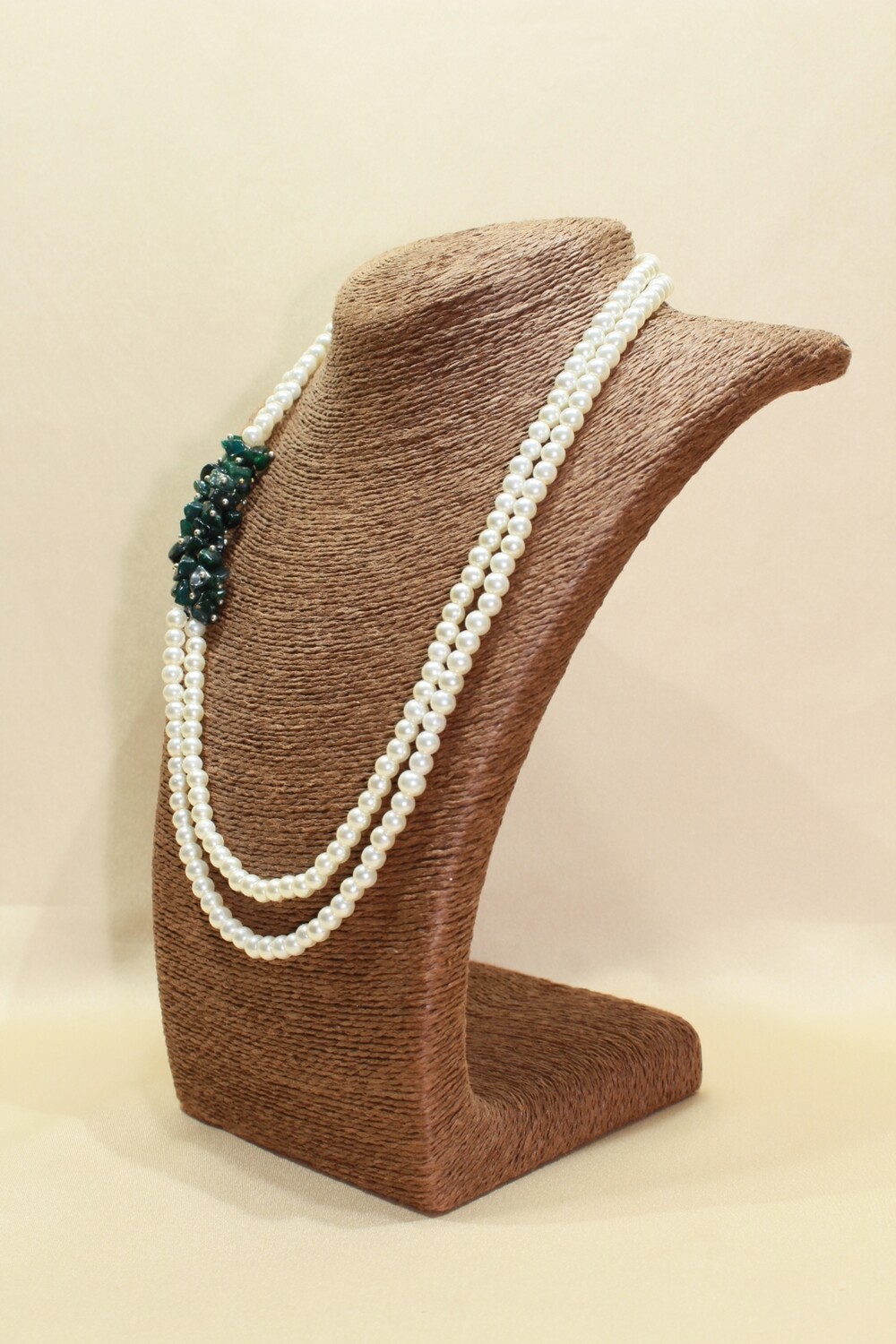Green Aventurine statement pearl Necklace