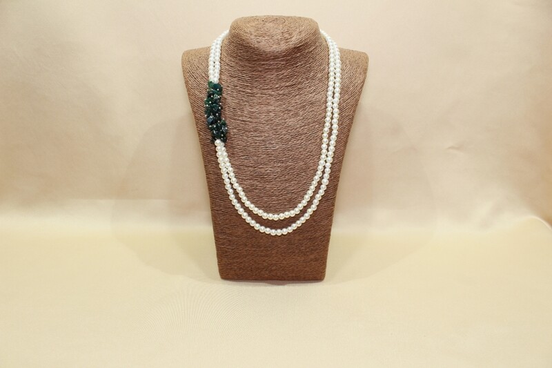 Green Aventurine statement pearl Necklace