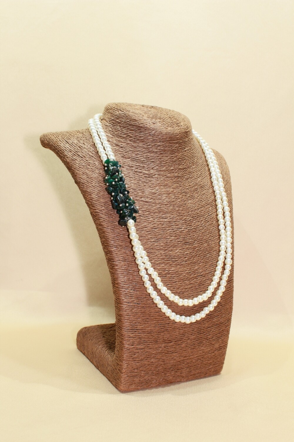 Green Aventurine statement pearl Necklace