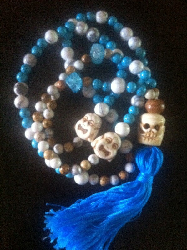 MALA NECKLACE - Buddhas &amp; Skulls Blue &amp; Brown
