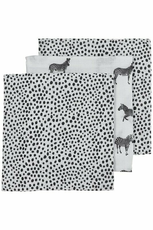 Meyco Hydrofiele Luiers 3-pack Zebra Animal/Cheetah - Black - 70x70 cm