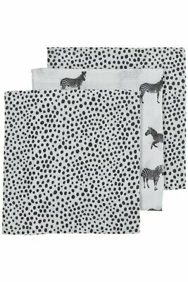 Meyco Hydrofiele Luiers 3-pack Zebra Animal/Cheetah - Black - 70x70 cm