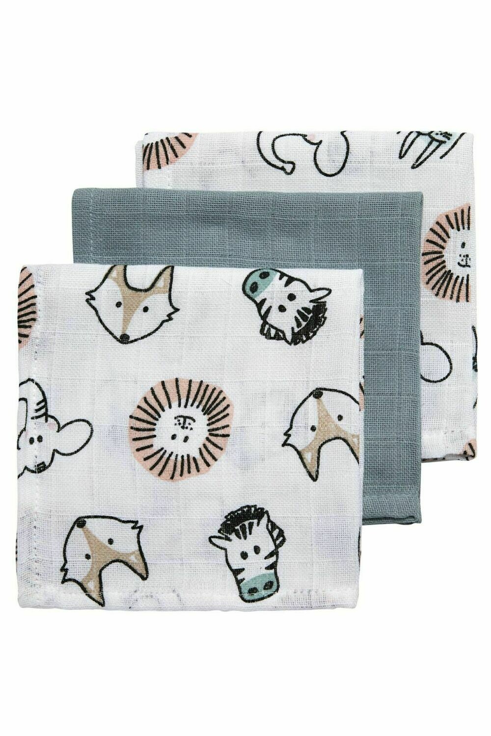 Meyco Hydrofiele Monddoekjes 3-pack Animal/Uni Stone Green - 30x30 cm