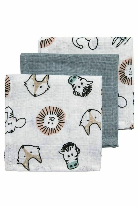Meyco Hydrofiele Monddoekjes 3-pack Animal/Uni Stone Green - 30x30 cm