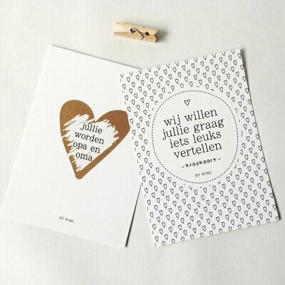 Kraskaart 'Wij willen jullie graag iets leuks vertellen - Jullie worden opa en oma'