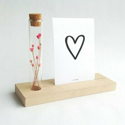 Memory Shelf + Vaasje met droogbloemen + Kaart 'Geloof, hoop en heel veel liefde'