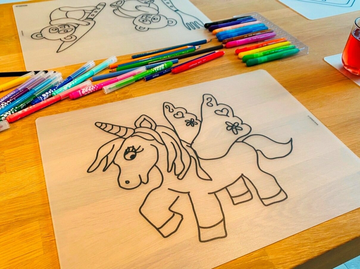Edwali Herkleurbare placemat - Magic Eenhoorn + gratis waskrijtjes