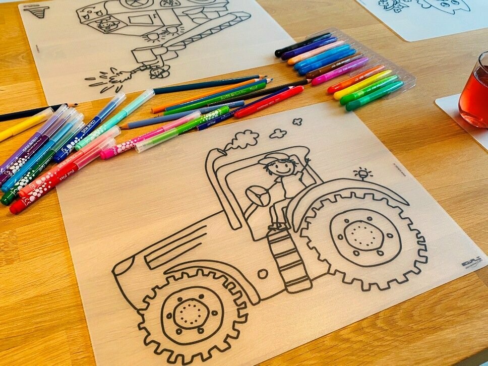 Edwali Herkleurbare placemat - Tractor Billy + gratis waskrijtjes
