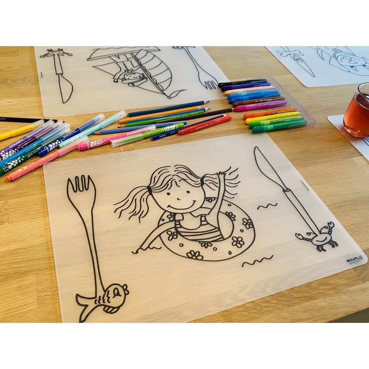 Edwali Herkleurbare placemat - Zwemplezier + gratis waskrijtjes