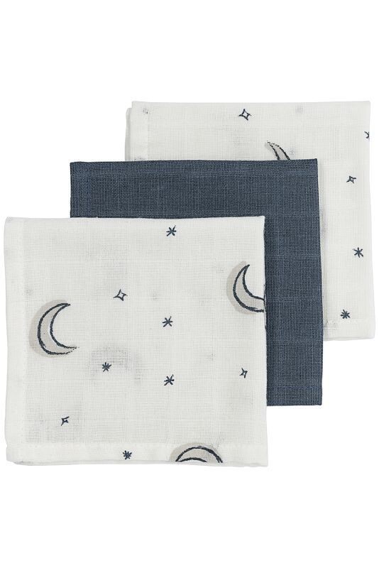 Meyco Hydrofiele Monddoekjes 3-pack Moon - Indigo  - 30x30cm