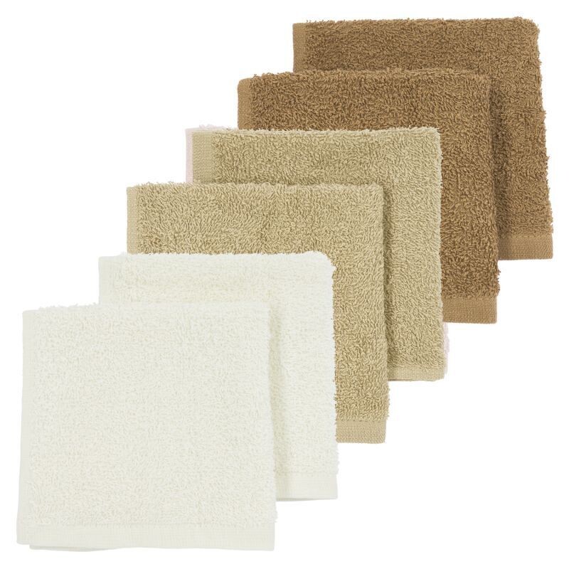 Meyco Basic Badstof Monddoekjes 6-pack Offwhite/Sand/Toffee - 30x30cm