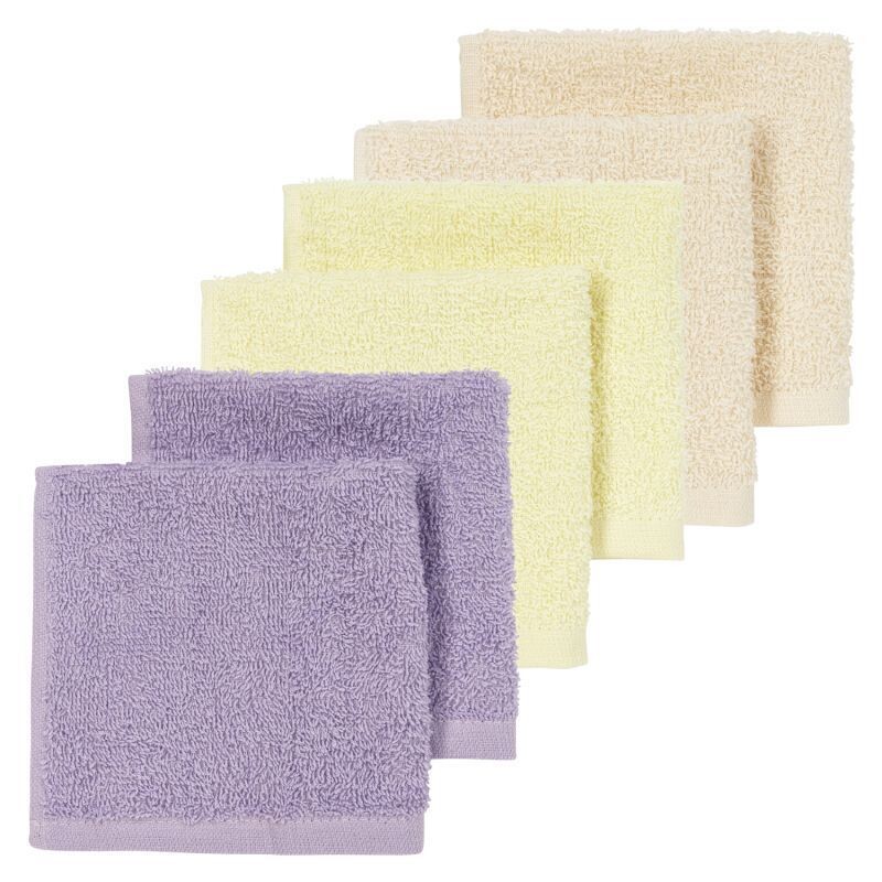 Meyco Basic Badstof Monddoekjes 6-pack - Soft Lilac/Soft Yellow/Soft Peach - 30x30cm