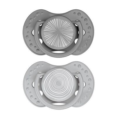 Difrax Fopspeen Dynamisch 0-3 mnd Harmony Grey, 2 stuks