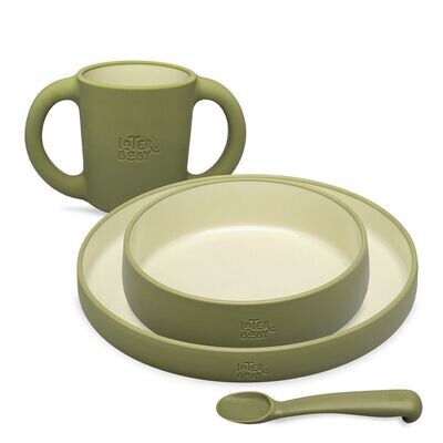 Interbaby Kinderservies - Leerservies - Olijfgroen
