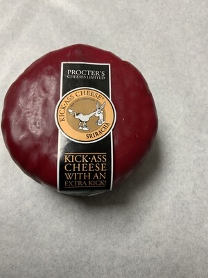 Extra Mature Cheddar Cheese with Sriracha. 200g Truckle