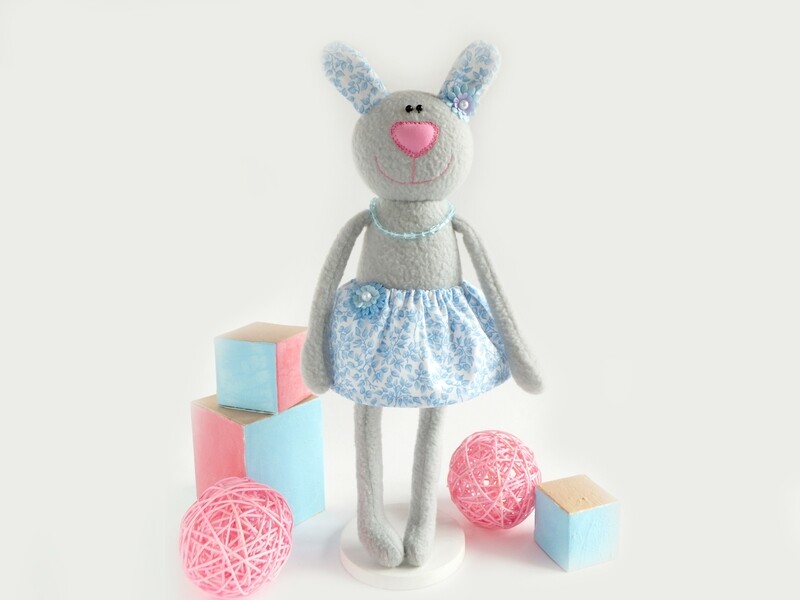 Bunny Doll in Skirt. Sewing Pattern &amp; Tutorial PDF