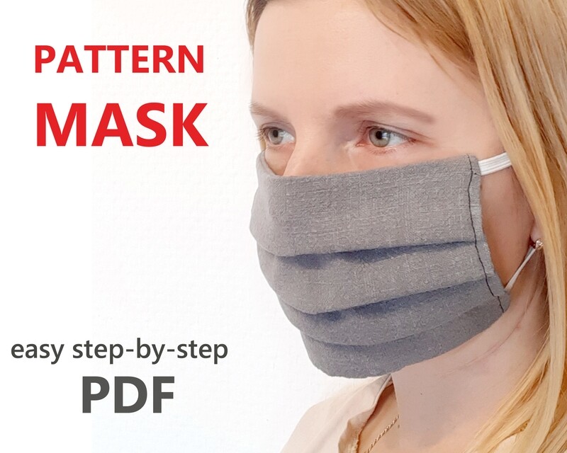 Face Mask Sewing Pattern PDF &amp; Tutorial - Washable Reusable Easy