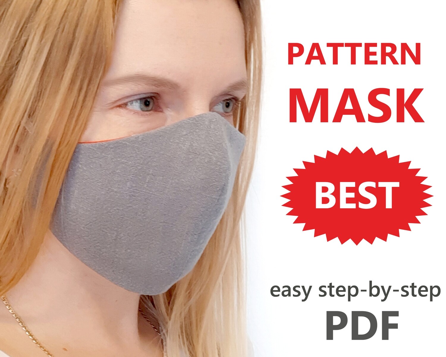 Face Mask Sewing Pattern PDF &amp; Tutorial - Washable Reusable Easy