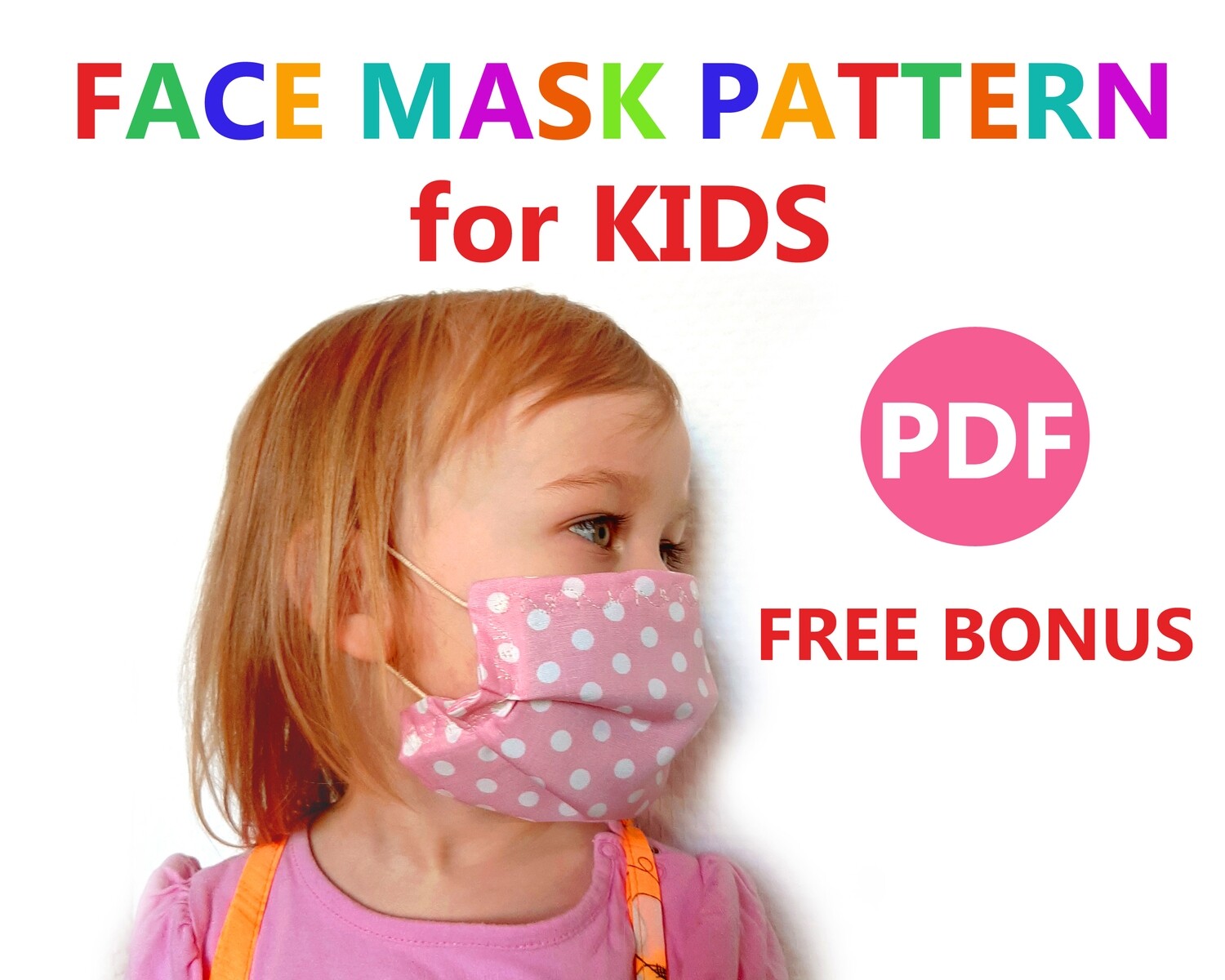 Kids Face Mask Sewing Pattern PDF &amp; Tutorial - Washable Reusable Easy