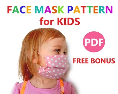 Kids Face Mask Sewing Pattern PDF &amp; Tutorial - Washable Reusable Easy