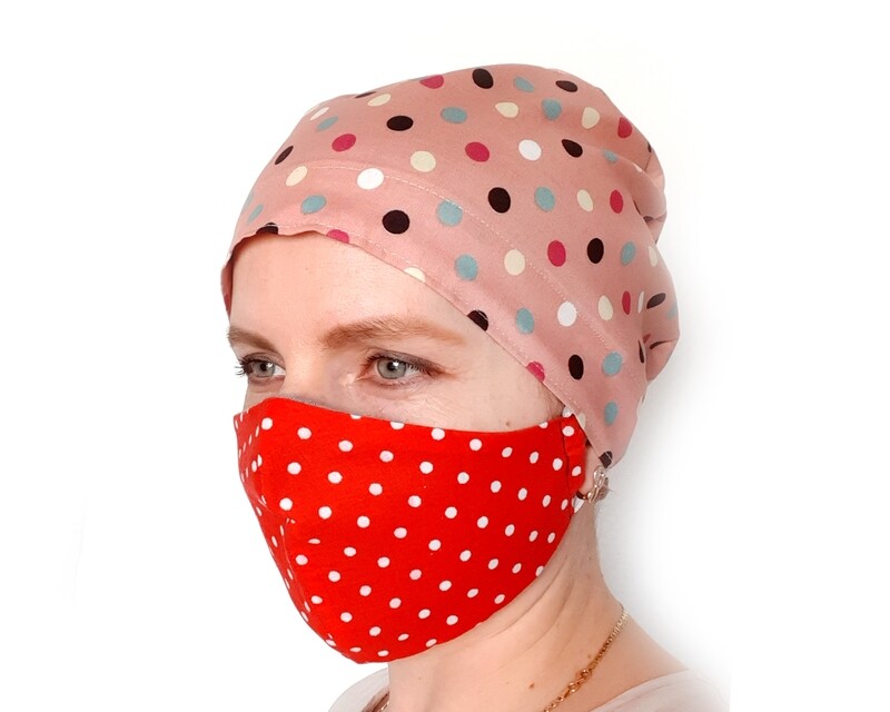 Set of 2 PDF: Scrub Cap &amp; Face mask Sewing Pattern PDF &amp; Tutorial - Easy Surgical Hat - Washable Reusable Mouth Dust Mask