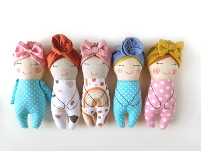 Tiny Rag Doll Sewing Pattern PDF &amp; Tutorial - Easy Cloth Doll 8 inch
