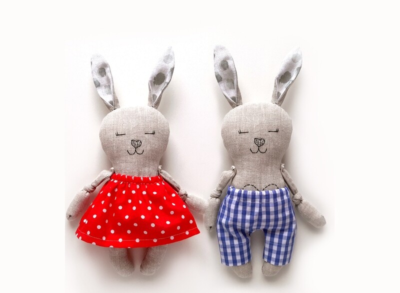 Bunny Doll with Clothes Sewing Pattern PDF &amp; Tutorial PDF. Set of 2