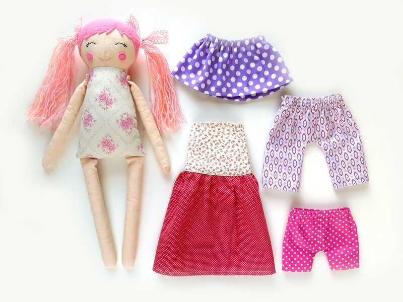 Rag Doll Sewing Pattern PDF &amp; Tutorial with Set of Clothing - Easy Cloth Doll 16.5 inch