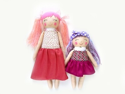 2 in 1 - Rag Doll Sewing Patterns PDF &amp; Tutorial - Fabric Doll 12 inch &amp; 16 inch