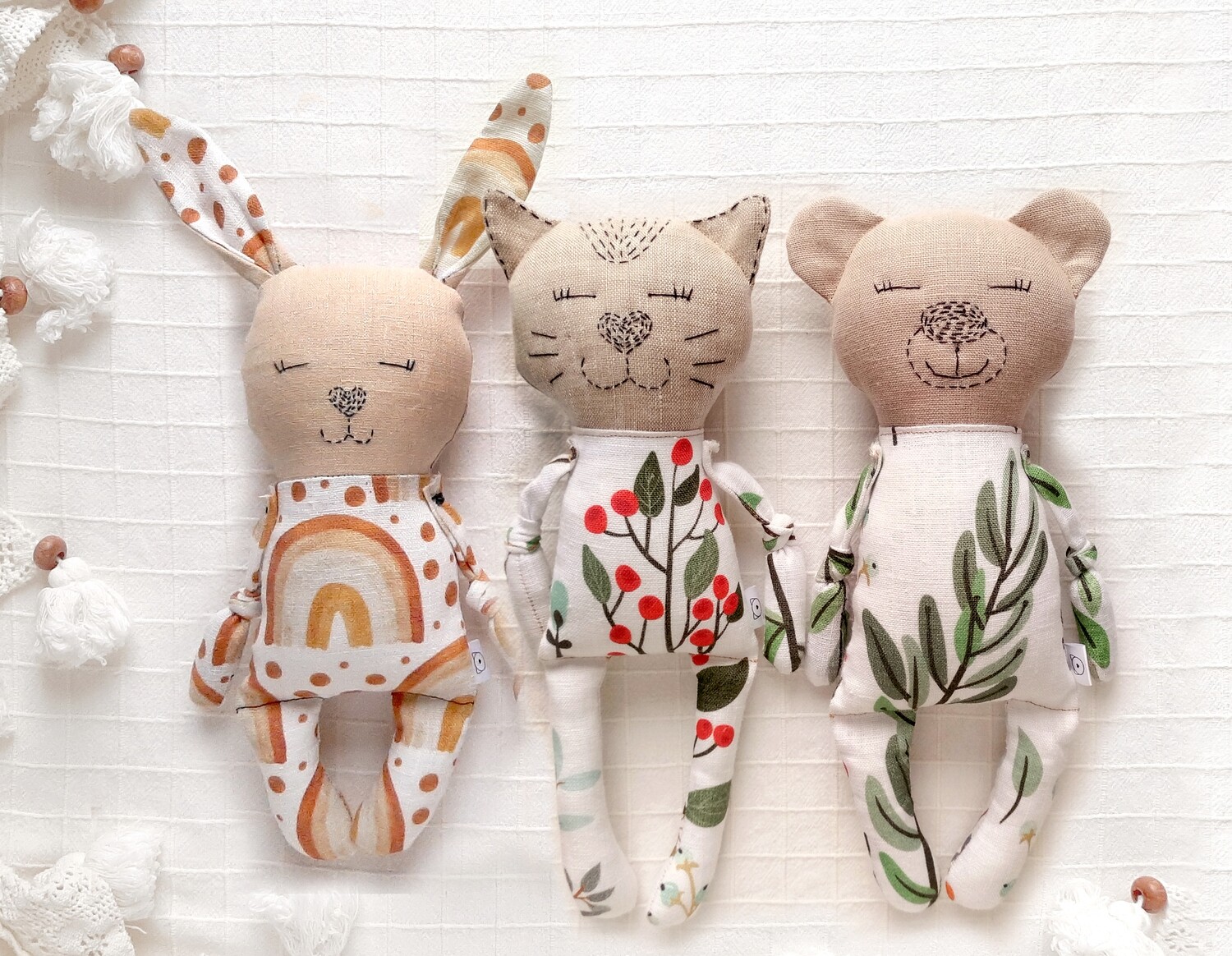 Set of 3 PDF: Bunny, Cat, Bear Sewing Patterns Animal Dolls - Soft toys,  Stuffed animal Sewing Patterns
