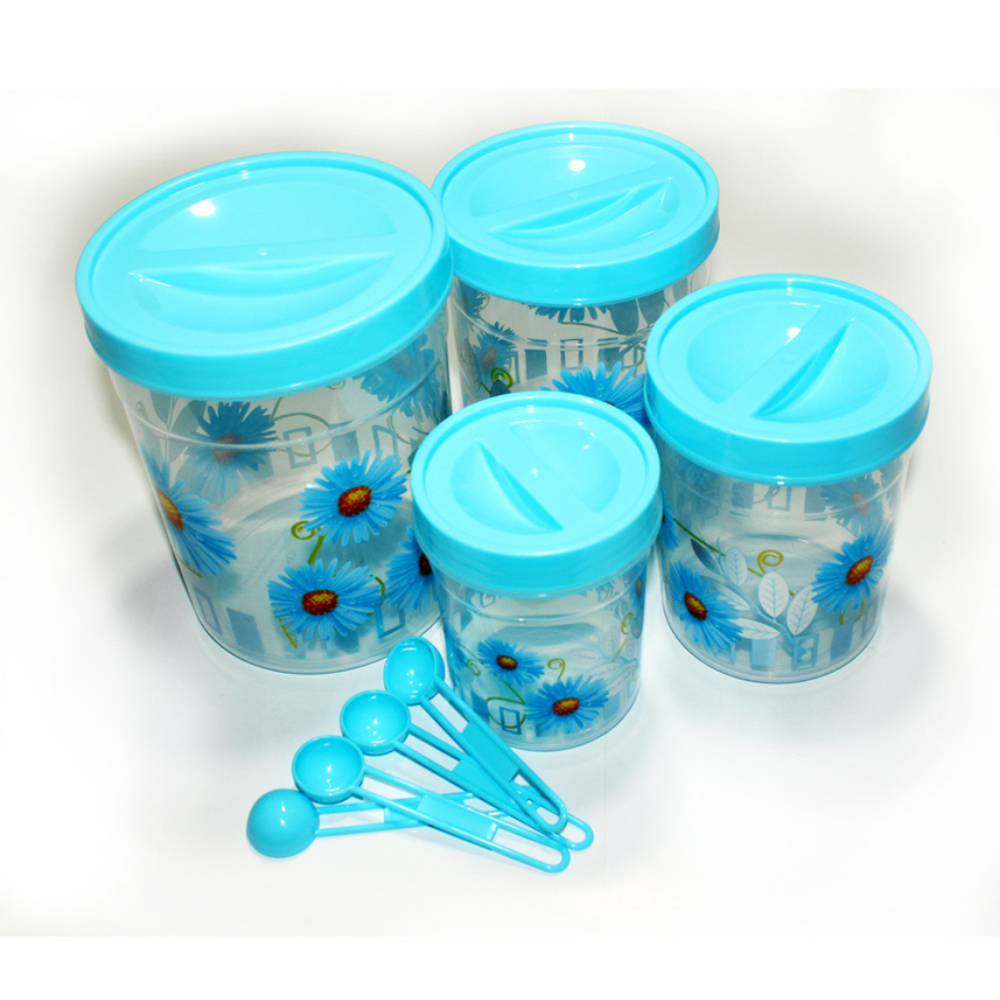 Transparent Plastic Long Spice Jar - 4pes Set
