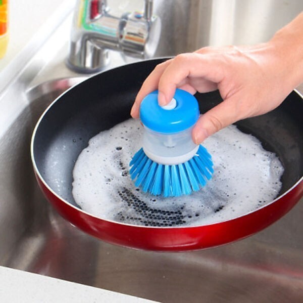 Kitchen Dispense Soap Water Dish Cleaning Brush