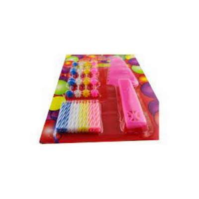 Birthday Candles Set With Holders &amp; Cake Knife