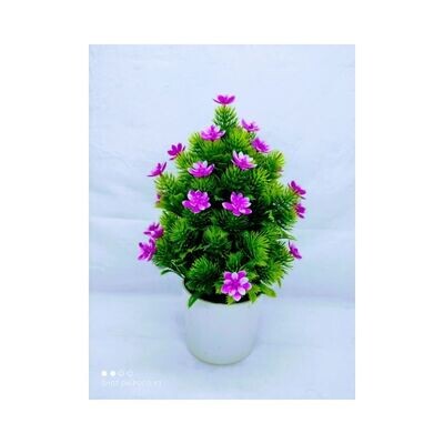 Artificial Bonsai flower with green leaves in plastic vases