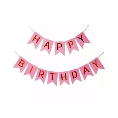 Happy Birthday Banner 13 Piece Card - Pink