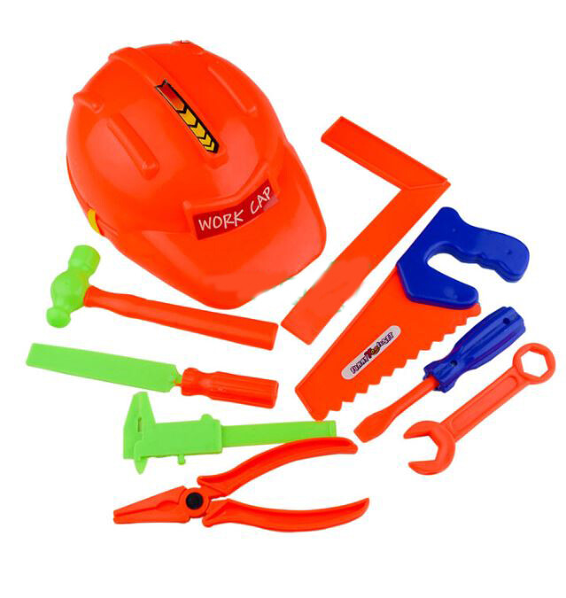 Construction Helmet With Mechanic Tools Toy 9pcs Set