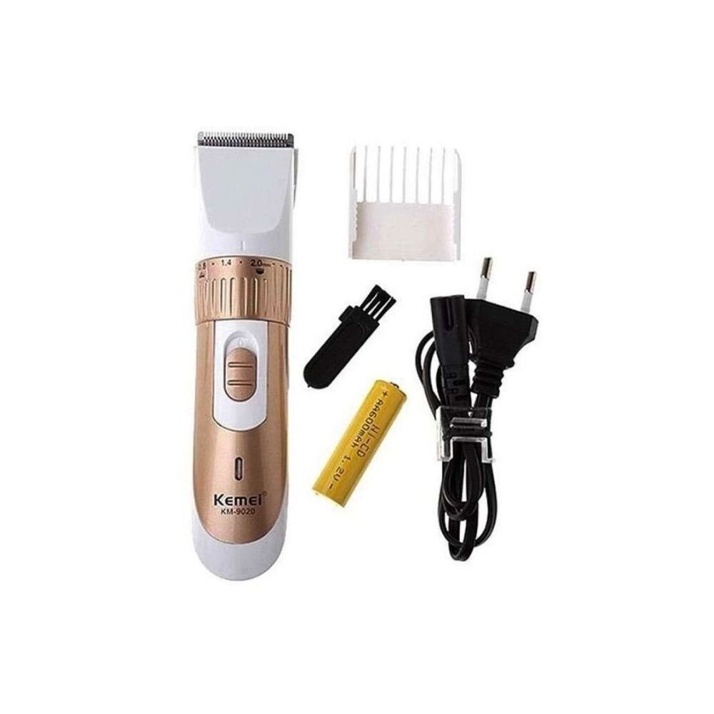 KM-9020 Exclusive Rechargeable Hair Clipper Trimmer - White & Gold
