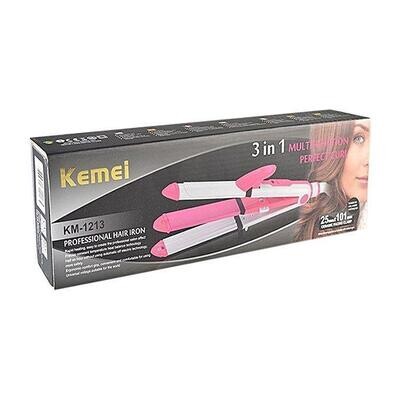 Kemei KM-1213 Professional Multifunction 3 In 1 Electric Ceramic Iron Wave Hair Curler Straighter