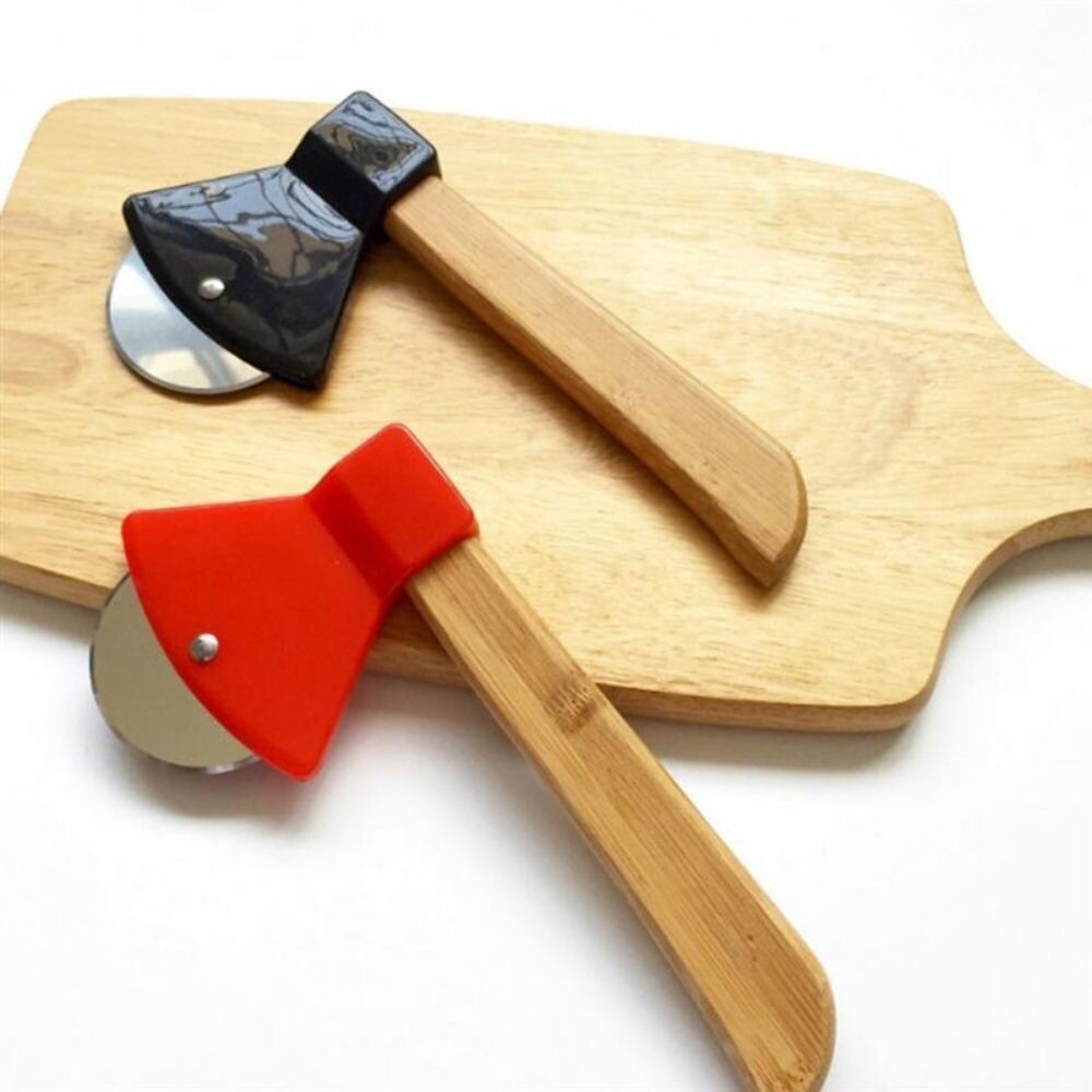 Pizza Cutter with Bamboo Handle and Sharp Rotating Blade