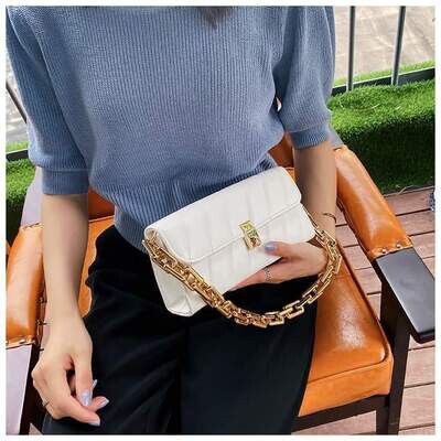 Orchid White Square Chain Bag