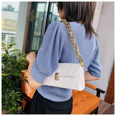 Orchid White Square Chain Bag