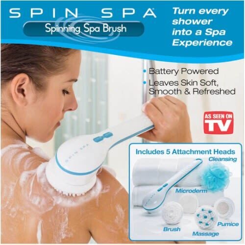 Electric Bath Shower Brush 5 in 1 Handheld Spin SPA Massage Cleaning Bath Brush