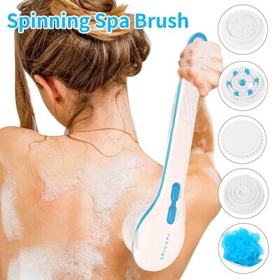 Electric Bath Shower Brush 5 in 1 Handheld Spin SPA Massage Cleaning Bath Brush