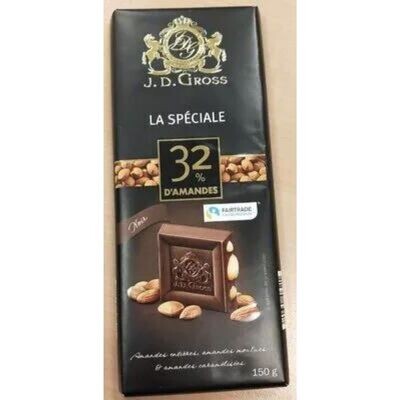J.D. Gross Chocolat La Spéciale noir damandes (150gm)