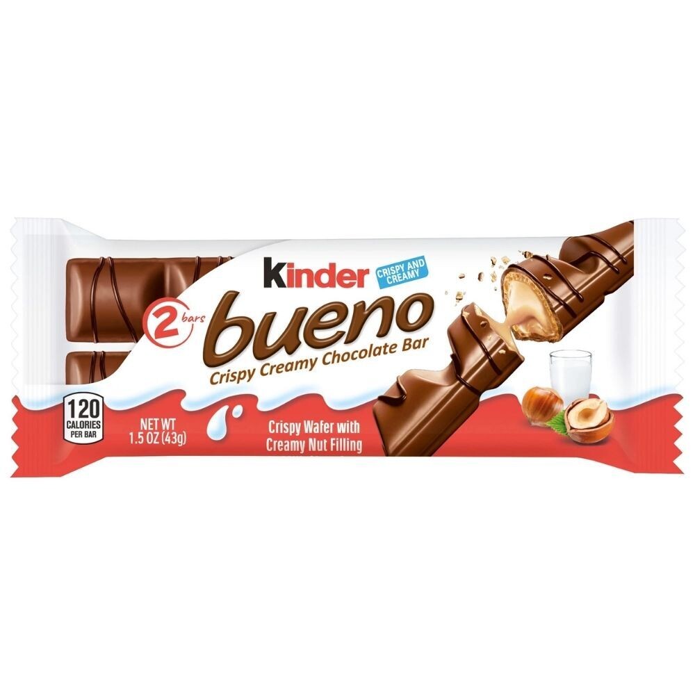 Kinder Bueno Milk Chocolate and Hazelnut Cream Candy Bar (43gm)